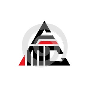 FMC triangle letter logo design with triangle shape. FMC triangle logo design monogram. FMC triangle vector logo template with red