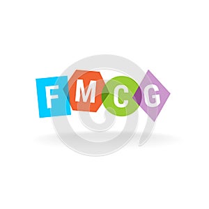 FMCG acronym. Letters logo. Fast moving consumer goods.