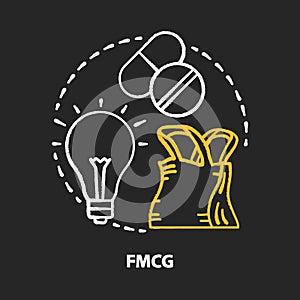 FMCG chalk concept icon. Fast moving consumer goods idea. Low cost and quickly sold products. High consumer demand