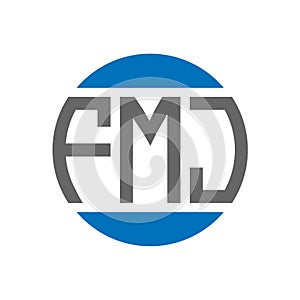 FMJ letter logo design on white background. FMJ creative initials circle logo concept. FMJ letter design photo