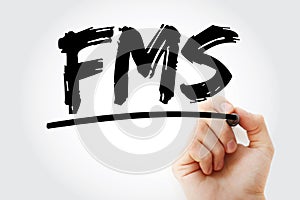FMS - Fleet Management System acronym with marker, business concept background photo