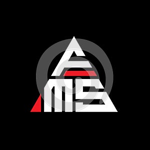FMS triangle letter logo design with triangle shape. FMS triangle logo design monogram. FMS triangle vector logo template with red