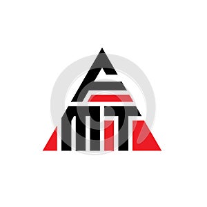 FMT triangle letter logo design with triangle shape. FMT triangle logo design monogram. FMT triangle vector logo template with red