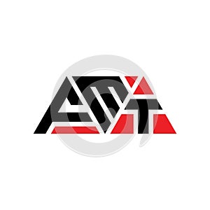 FMT triangle letter logo design with triangle shape. FMT triangle logo design monogram. FMT triangle vector logo template with red