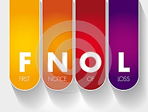 FNOL - First Notice Of Loss acronym, business concept background