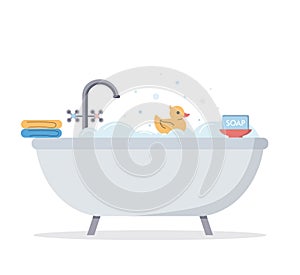 Foam bath on an isolated background. Cute vector illustration