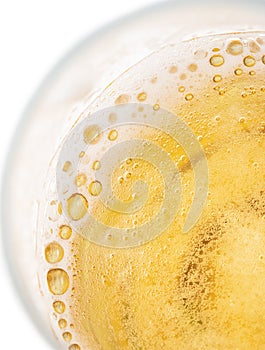 Foam with beer bubbles as background