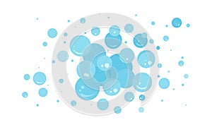 Foam bubble vector water icon, blue soap, bath shampoo suds splash. Wash, laundry, clean underwater collection. Soda, carbonated