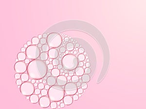 Foam from bubbles in the shape of a circle on pink background