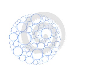 Foam from bubbles in the shape of a circle on white background