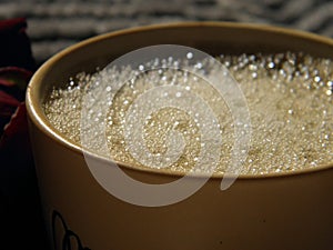Foam in a cup of cappuccino