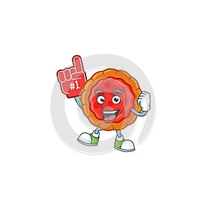 Foam finger cherry pie cartoon character with mascot