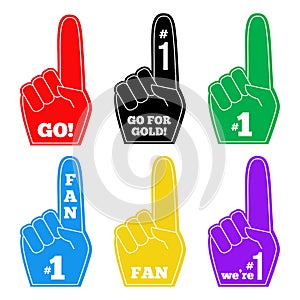 Foam finger fan hand glove . We are number 1. Vector