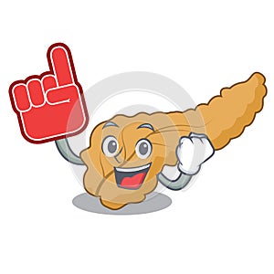 Foam finger pancreas mascot cartoon style photo