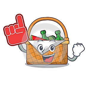 Foam finger picnic basket mascot cartoon
