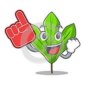 Foam finger sassafras leaf in the shape cartoon