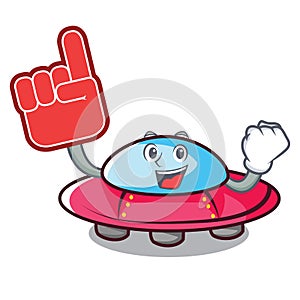 Foam finger ufo mascot cartoon style