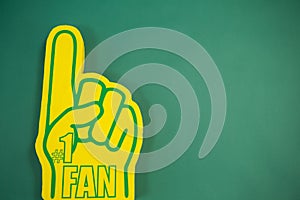 Foam hand on green background