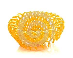 Foam mesh wrapped fruit Yellow isolate on a white background