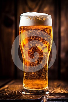 foam pint gold drink lager beer pub beverage glass alcohol. Generative AI.