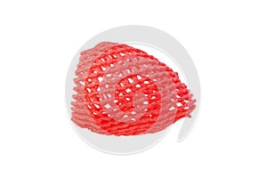 Foam plastic mesh net isolated on white background.