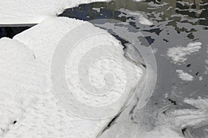 Foam of Water pollution in canal