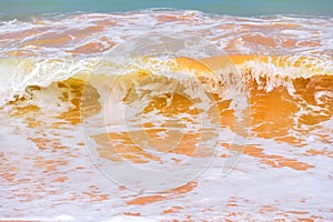 Foam wave, running on the sandy shore