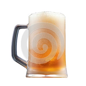 Foaming beer and Root beer from the tap in a glass on an isolated white background