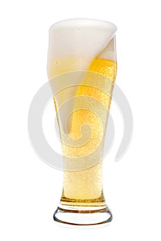 Foaming glass of beer