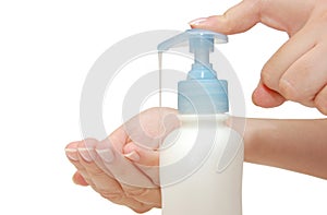 Foaming hand soap for washing photo