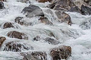 foaming water over rocks