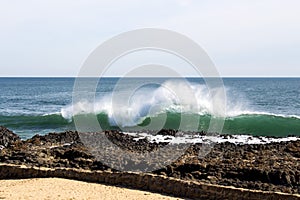 Foaming white backwash at Ocean Beach Bunbury, Western Australia.