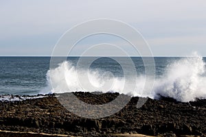 Foaming white backwash at Ocean Beach Bunbury, Western Australia.