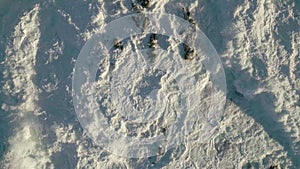 Foamy Crashing Waves Over Rocky Outcrops In Summer. Aerial