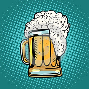 Foamy mug of beer pop art retro