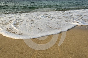 Foamy soft wave on sand beach