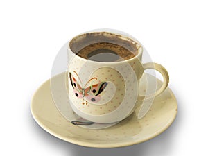 Foamy Turkish Coffee Cup With Butterfly Pattern