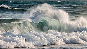 foamy waves rolling up ocean