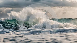 foamy waves rolling up ocean