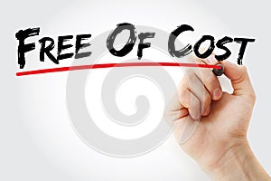 FOC - Free Of Cost acronym, business concept text photo