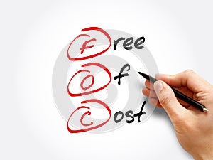 FOC - Free Of Cost acronym, business concept photo