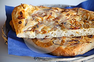 Focaccia bread with onions and thyme