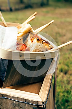 Focaccia and breadstick basket