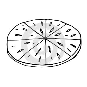 Focaccia italian bread vector illustration, hand drawing doodle