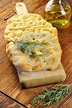 Focaccia with rosemary, olive oil and coarse salt