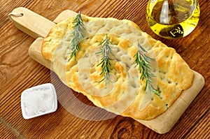 Focaccia with rosemary, olive oil and coarse salt