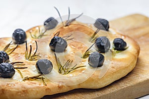 foccacia with black olives and rosemary