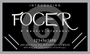 Focer font. Elegant alphabet letters font and number.