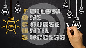 Focus Acronym: follow one course until success