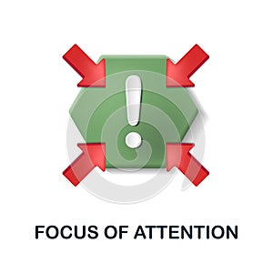 Focus Of Attention icon. 3d illustration from cognitive skills collection. Creative Focus Of Attention 3d icon for web